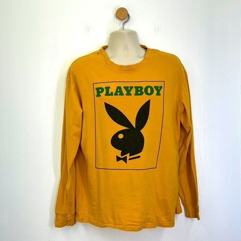 PACSUN - Playboy Bunny Graphic Yellow Long Sleeve Shirt Size Large